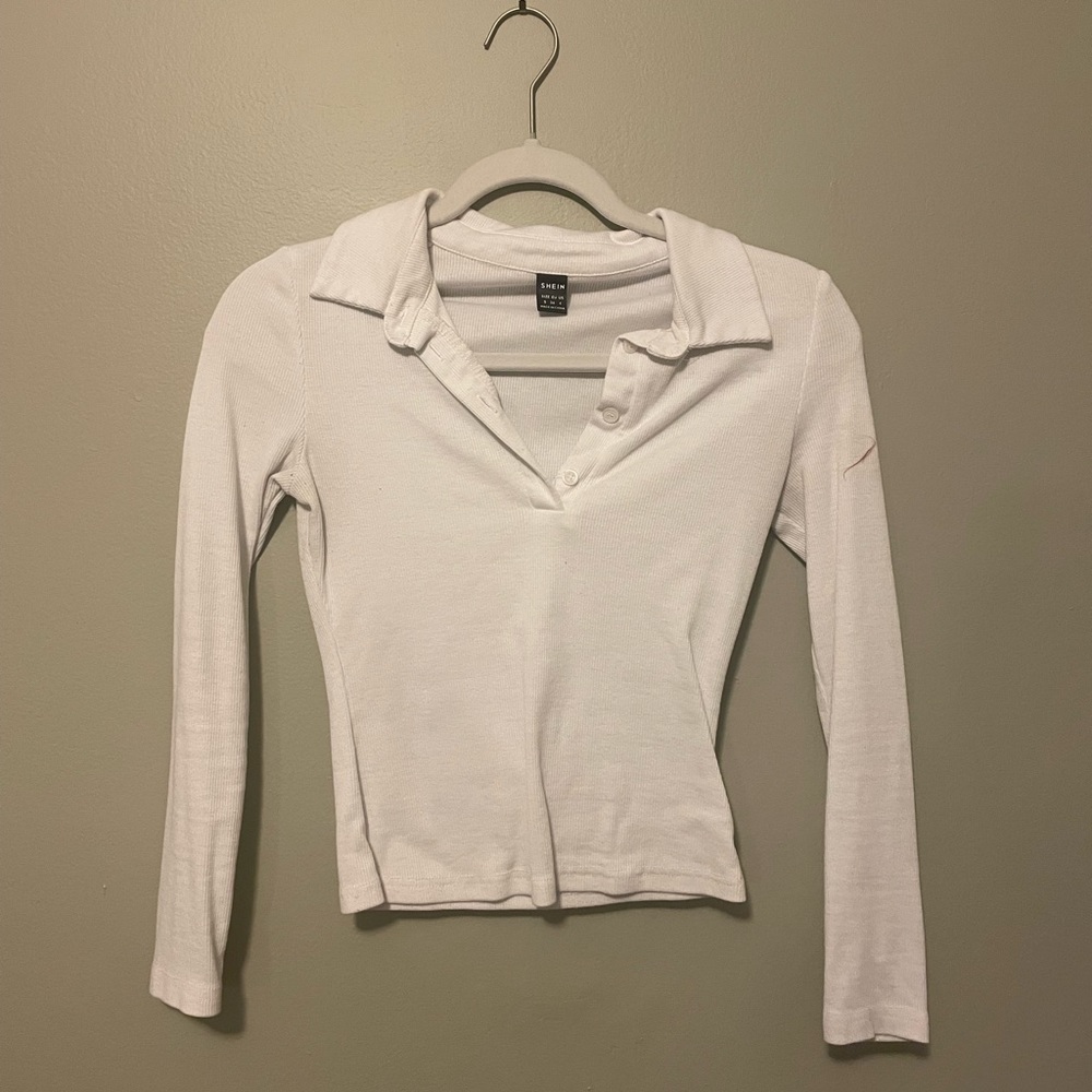 SHEIN polo neck rib knit tee
